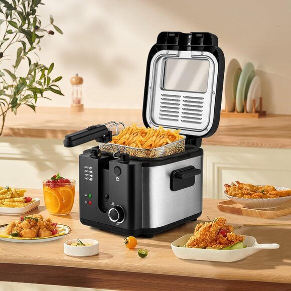Deep Fryer 1500W Non-Stick Inner Pot Removable Lid Temp Control 2.5L - Picture 7 of 8
